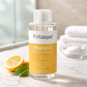 Vitalayer Vitamin C Micellar Cleansing Water - 250ml
ميسيلار فيتالير بفيتامين سي - لإشراقة ونظافة فورية