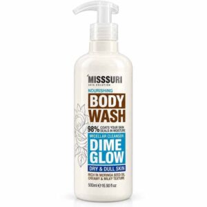 غسول وشاور جل الجسم المغذي للبشرة الجافة والباهتة دايم جلو (Dime Glow) بزيت بذور المورينجا وتقنية الميسيلار (500 مل) من ميس سوري (MISSSURI)