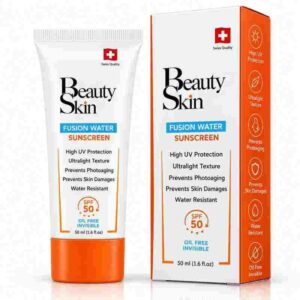 واقي الشمس المائي الشفاف فيوجن ووتر SPF 50 عالي الحماية وفائق الخفة ومقاوم للماء وخالٍ من الزيوت (50 مل) من بيوتي سكين (Beauty Skin - Fusion Water Sunscreen)