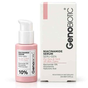 ​سيروم النياسيناميد لتقليص المسام وتوحيد لون البشرة سيرو-جين (Niacinamide Serum Seru-Gen) بالنياسيناميد 10% والجلوكوزامين وحمض الهيالورونيك للوجه والرقبة لجميع أنواع البشرة بجودة مسجلة في سويسرا (30 مل) من جنو بايوتيك (GenoBIOTIC)