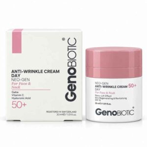 كريم النهار لمكافحة التجاعيد وشد خلايا الوجه والرقبة نيو-جين آنتي-رينكل كريم داي 50+ (NEO-GEN Anti-Wrinkle Cream Day 50+) بمركب غابا وفيتامين C وحمض الهيالورونيك بتأثير رينو-ليفت من جينوبيوتيك (GenoBIOTIC - Registered in Switzerland)