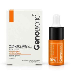 سيروم فيتامين C النقي المركز بمضادات الأكسدة سيرو-جين (Vitamin C Serum Seru-Gen - With Ascorbic Acid 10%) بحمض الأسكوربيك 10% وفيتامين E لتحسين ملمس البشرة ومكافحة الأكسدة للبشرة الدهنية وجميع أنواع البشرة من جينوبيوتيك (GenoBIOTIC - Registered in Switzerland)